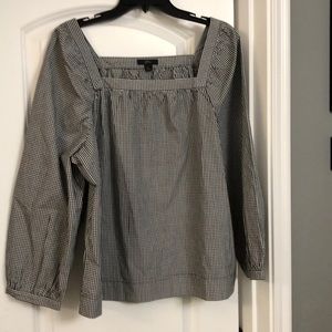 J crew Black white large  gingham peasant style la